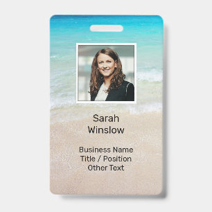 Badge Photo de scène de plage d'eau de mer personnalisé