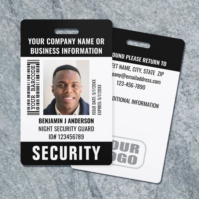 Badge Photo de sécurité personnalisée ID Nom Code-barres (Créateur téléchargé)