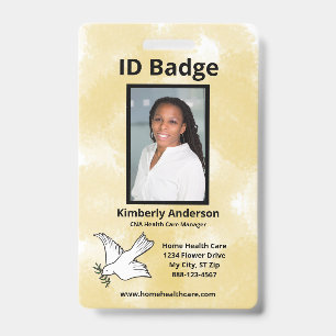 Badge Photo d'employé à l'aquarelle or Nom Logo ID