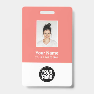 Badge Photo d'employé de corail personnalisé, code-barre