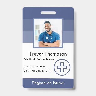 Badge photo d'employé d'hôpital personnel bleu