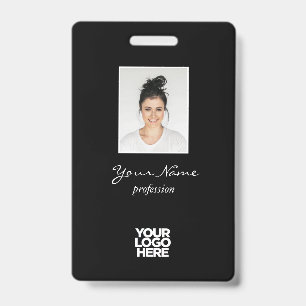 Badge Photo d'employé élégante personnalisée, Code-barre