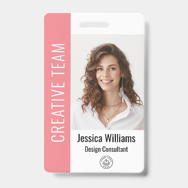 Badge Photo d'employé grand format personnalisé, code-ba (Avant)