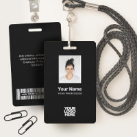 Photo d'employé noir personnalisée, Code barre, Lo