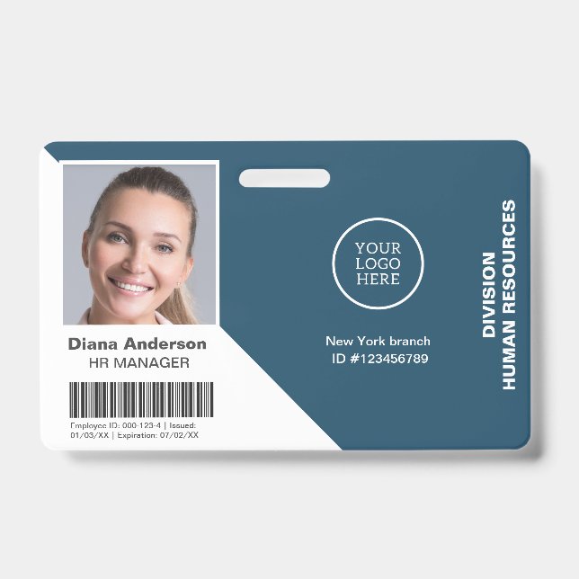 Badge Photo d'employé Nom de l'entreprise Logo Code-barr (Avant)