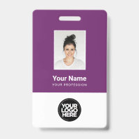 Photo d'employé personnalisé, code-barres, logo, b