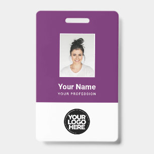 Badge Photo d'employé personnalisé, code-barres, logo, b
