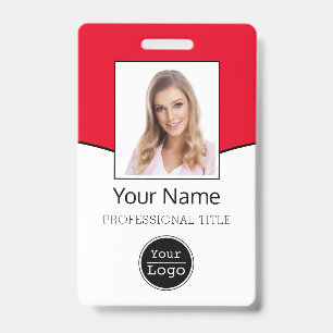 Badge Photo d'employé personnalisé, code-barres, logo, b