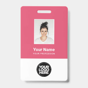 Badge Photo d'employé personnalisé, code-barres, logo, b