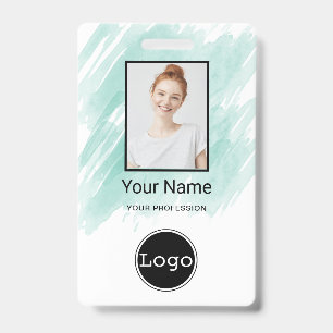 Badge Photo d'employé personnalisé, code-barres, logo, b