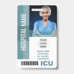 Badge Photo d'employé personnalisé, code-barres, logo IC