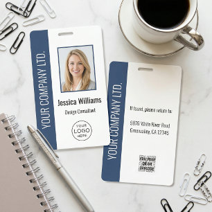 Badge Photo d'employé personnalisé, code-barres, logo, n
