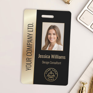 Badge Photo d'employé personnalisé, code-barres, logo, n