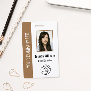 Badge Photo d'employé personnalisé, code-barres, logo, n