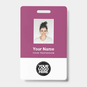 Badge Photo d'employé personnalisé, code-barres, logo, n