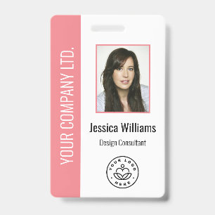 Badge Photo d'employé personnalisé, code-barres, logo, n