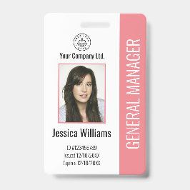 Badge Photo d'employé personnalisé, code-barres, logo, n
