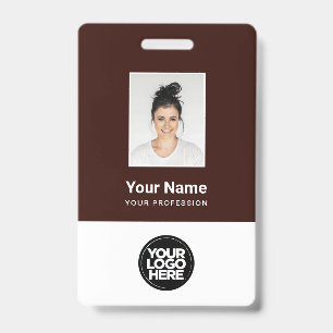 Badge Photo d'employé personnalisé, Code Qr, Logo, Nom