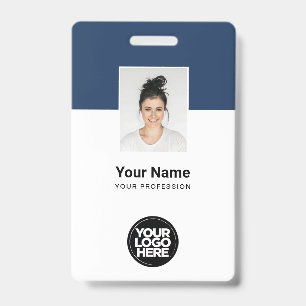 Badge Photo d'employé personnalisé, code QR, logo, nom s