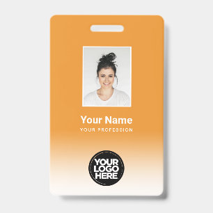 Badge Photo d'employé personnalisé Dégradé Orange
