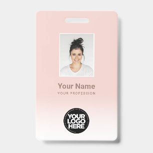 Badge Photo d'employé personnalisé Dégradé Rose Foncé Mi
