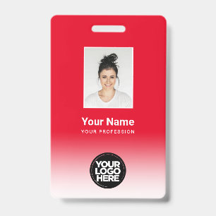 Badge Photo d'employé personnalisé Dégradé Rouge