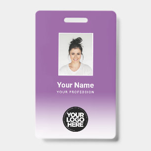 Badge Photo d'employé personnalisé Dégradé Violet