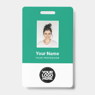 Badge Photo d'employé personnalisée, code-barres, logo,