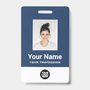 Badge Photo d'employé personnalisée, code-barres, logo,