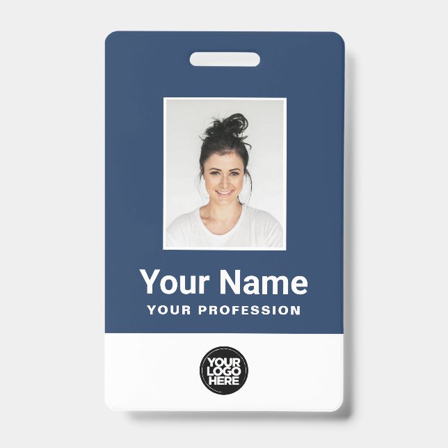 Badge Photo d'employé personnalisée, code-barres, logo,  (Avant)