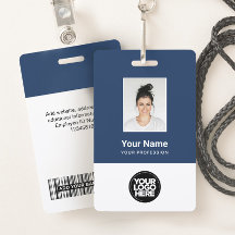 Photo d'employé personnalisée, code-barres, logo, 