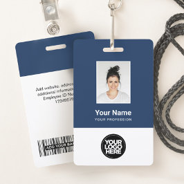 Badge Photo d'employé personnalisée, code-barres, logo,