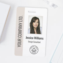 Photo d'employé personnalisée, code-barres, logo, 