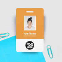 Photo d'employé personnalisée, code-barres, logo,