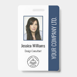 Badge Photo d'employé personnalisée, code-barres, logo,
