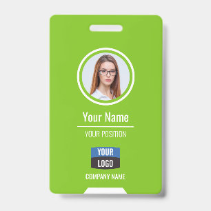 Badge Photo d'employé personnalisée, code-barres, logo,