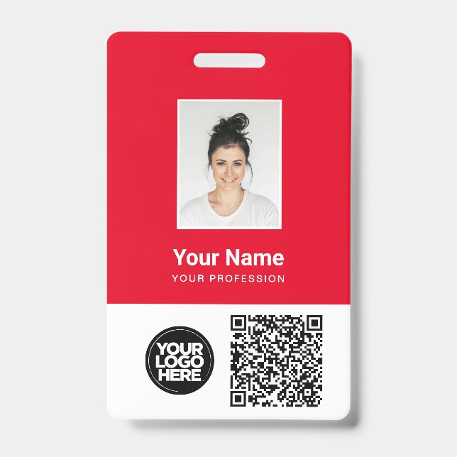 Badge Photo d'employé personnalisée, code Qr et barre, l (Front)