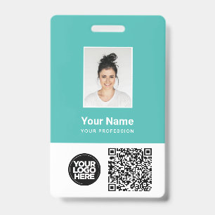 Badge Photo d'employé personnalisée, code Qr et barre, l
