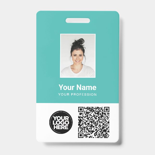 Badge Photo d'employé personnalisée, code Qr et barre, l (Front)