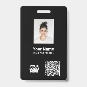 Badge Photo d'employé personnalisée, code QR et code-bar