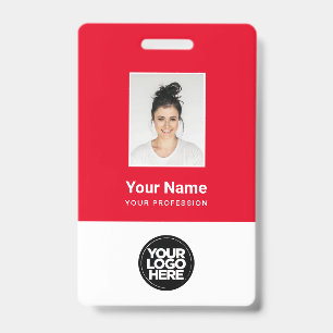 Badge Photo d'employé personnalisée, Code Qr, Logo, Nom