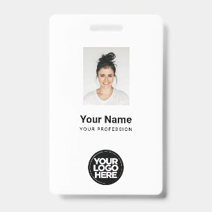 Badge Photo d'employé personnalisée, Code Qr, Logo, Nom