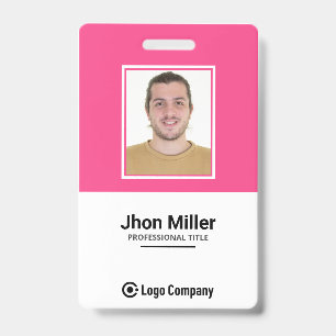 Badge Photo d'employé personnalisée, logo, code-barres,