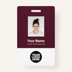 Badge Photo d'employé rouge Bourgogne personnalisée, Cod