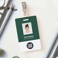 Photo d'employé vert foncé personnalisée, Code bar