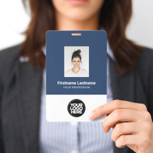 Badge Photo d'employé XXL, barre et code Qr, logo, nom