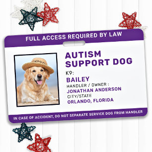 Badge Photo d'identification de chien de service pour so
