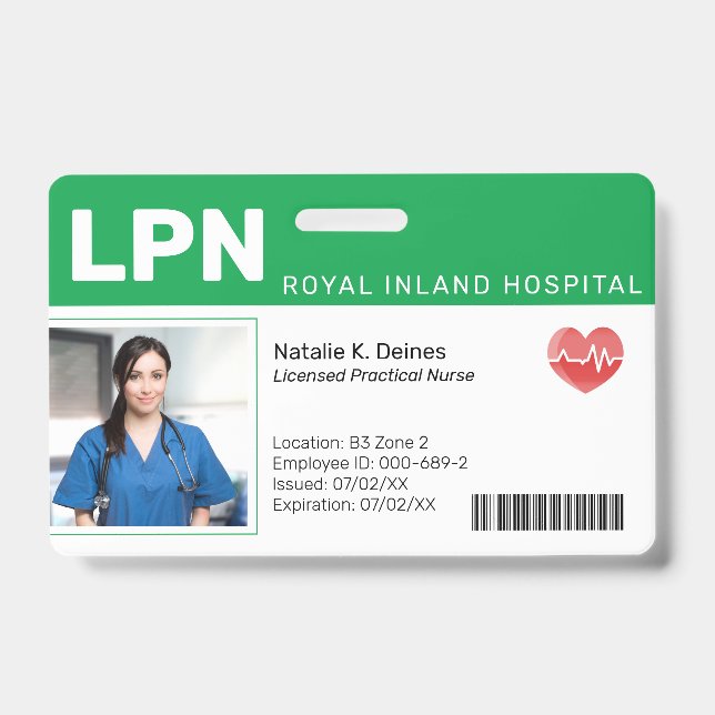 Badge photo d'identification du personnel médical  (Avant)