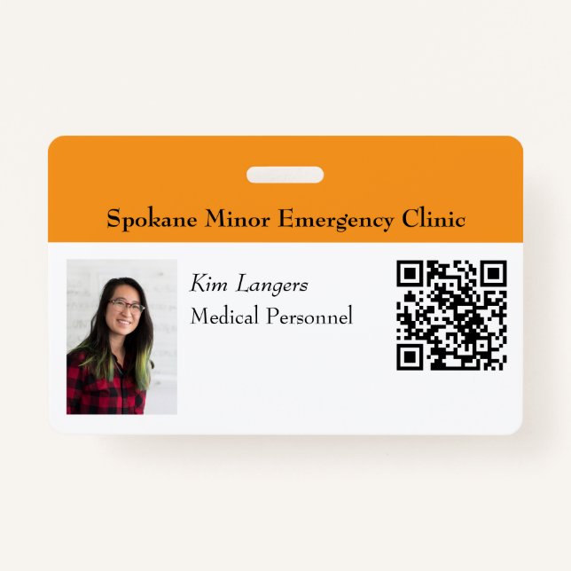 Badge Photo d'identification horizontale et code QR Badg (Devant)