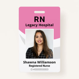 Badge photo d'identification rose professionnelle 